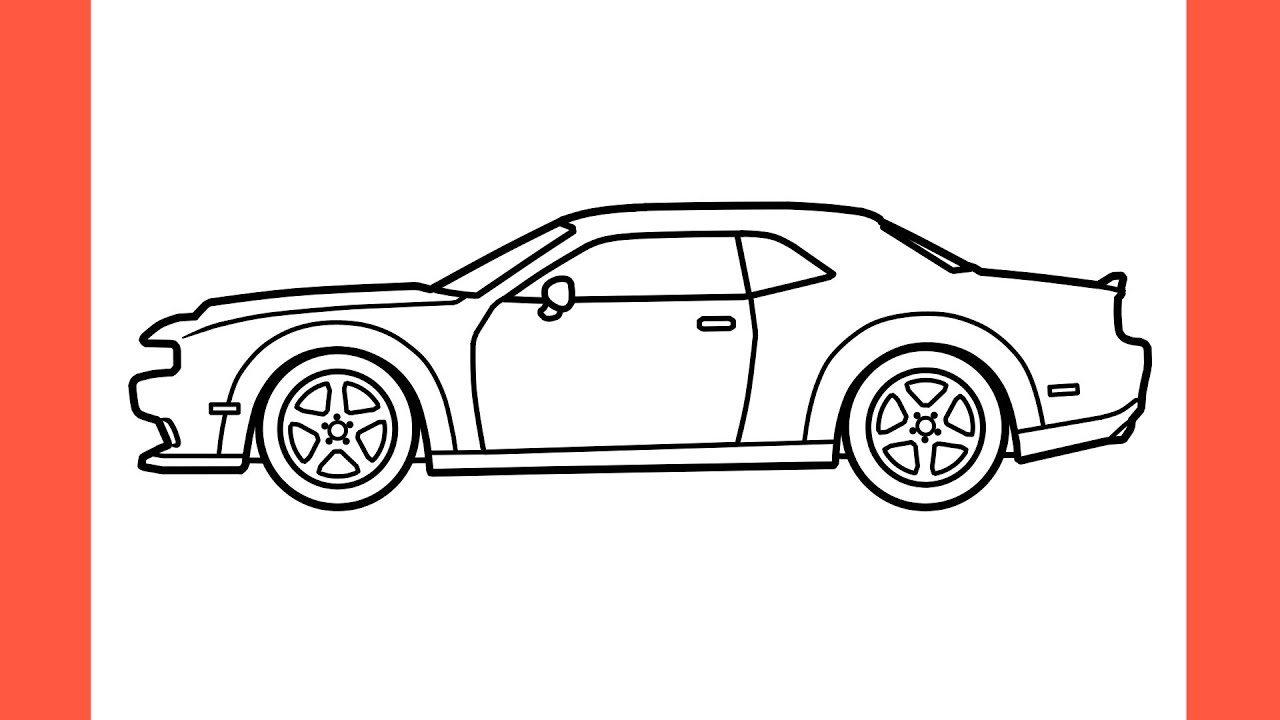How to draw a DODGE CHALLENGER HELLCAT 2020 easy / drawing dodge srt demon 2018 car step by step