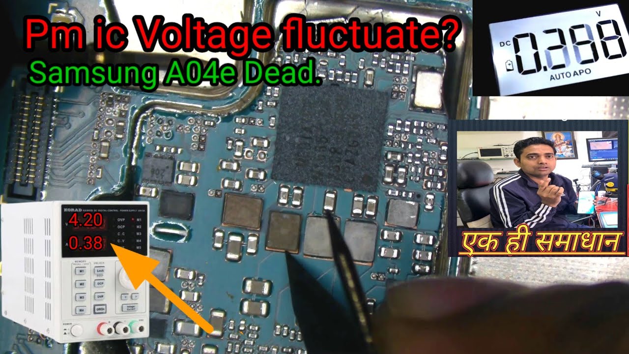 Samsung A04e Dead power ic Voltage fluctuate? (DC Reading 0.25_0.38_0.00 )
