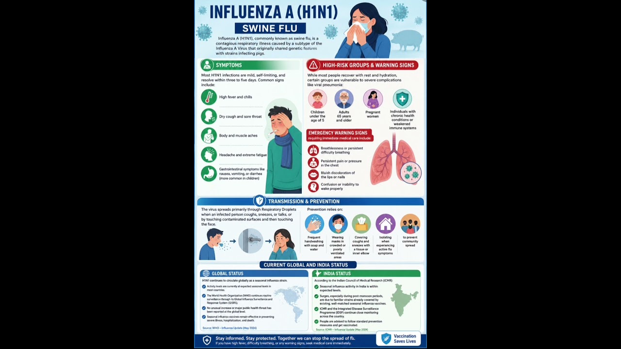 H1N1 Swine Flu Explained 🦠 | Symptoms, Warning Signs & Latest India Update 2026