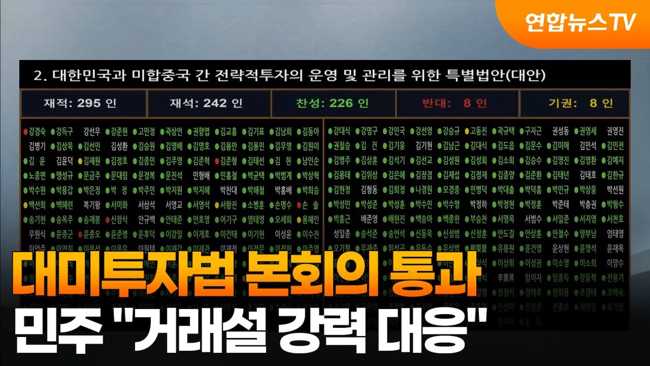 대미투자법 본회의 통과…민주 