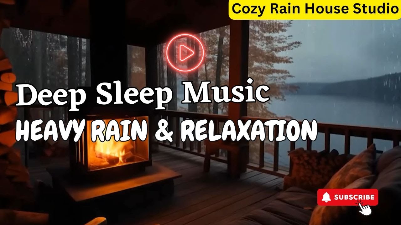 Relaxing Piano Music Crackling Fireplace & Rain Videos, 8 Hours Fireplace and Rain Sounds