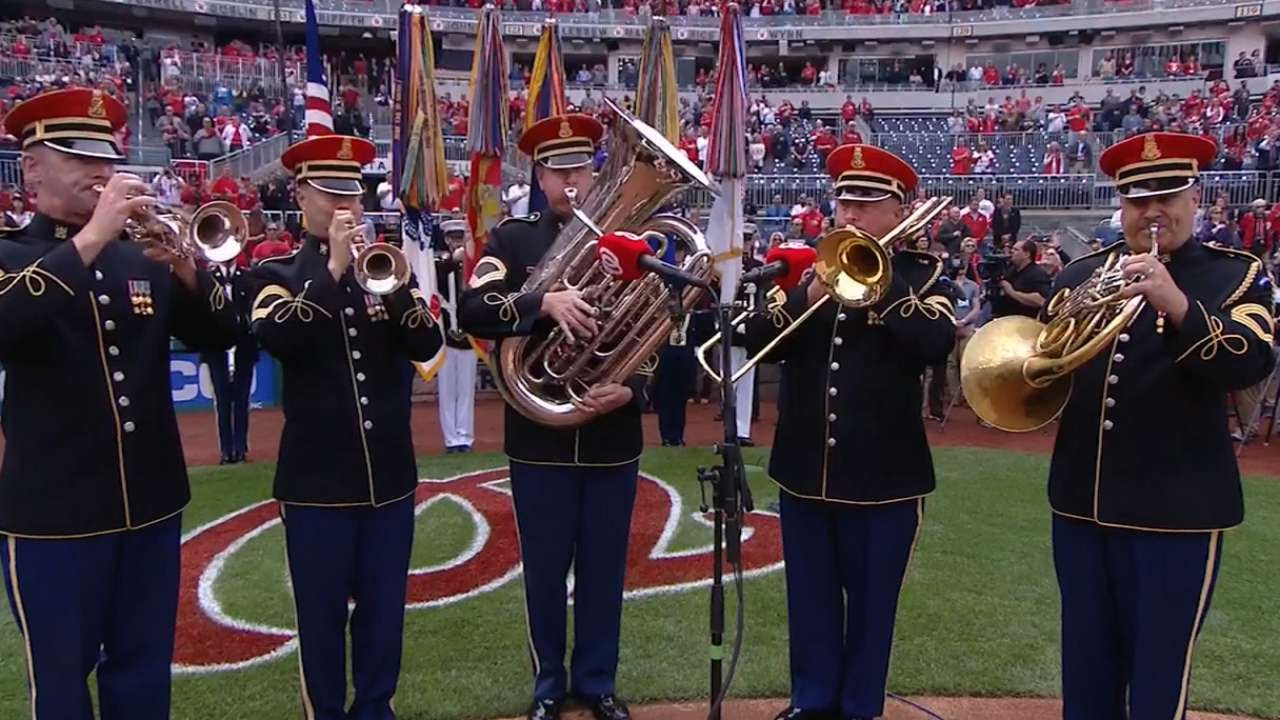 MIA@WSH: U.S. Army Brass Quintet performs anthem