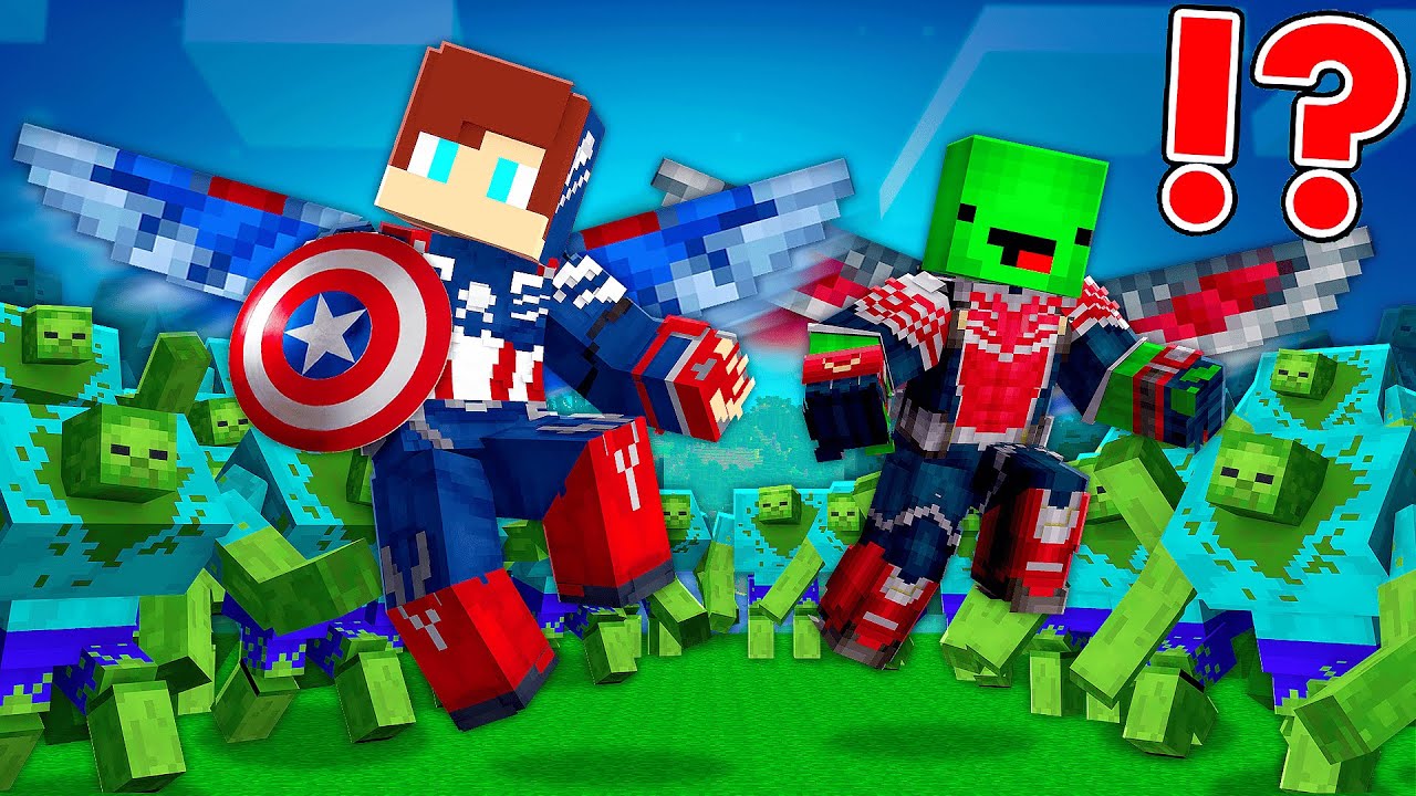 1000 MUTANT ZOMBIES vs CAPTAIN AMERICA and FALCON - Maizen JJ and Mikey