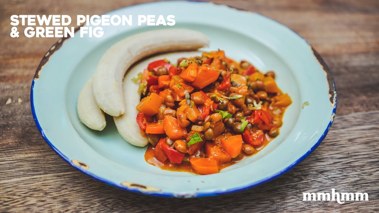 Тушеный голубиный горох с зеленым инжиром.