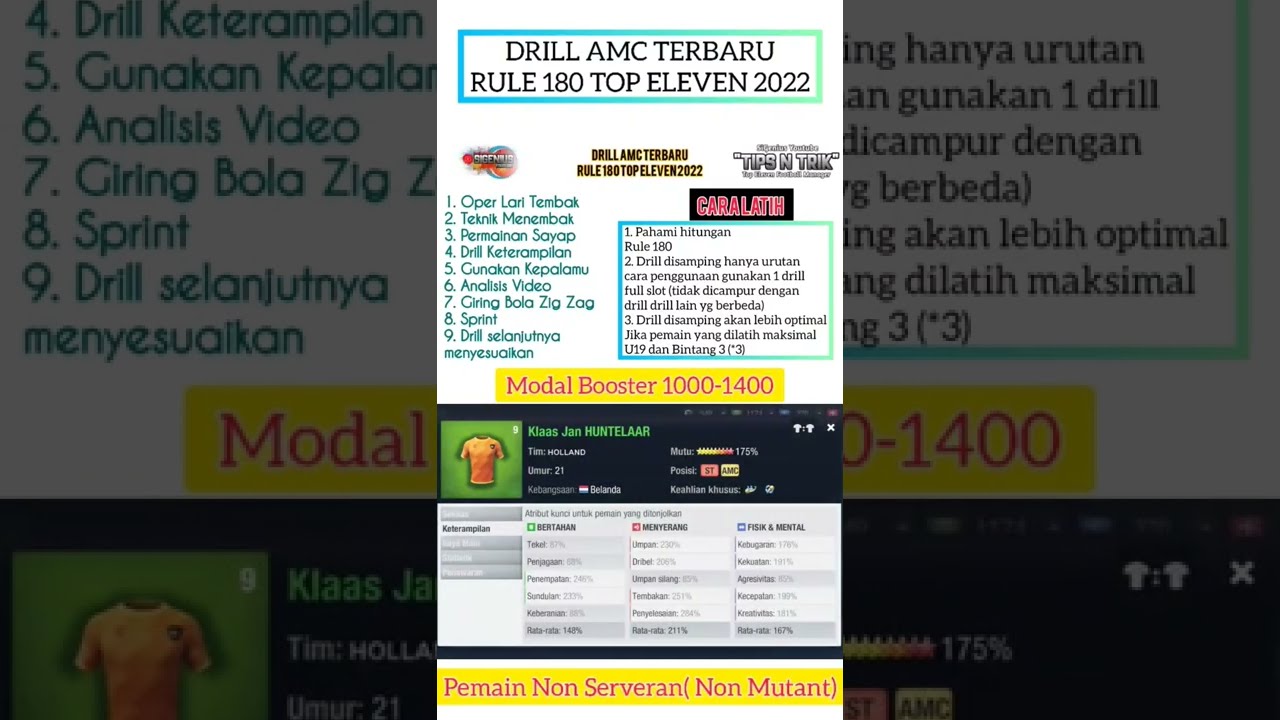 DRILL LATIHAN POSISI AMC RULE 180 SIGENIUS TERBARU | TOP ELEVEN 2022