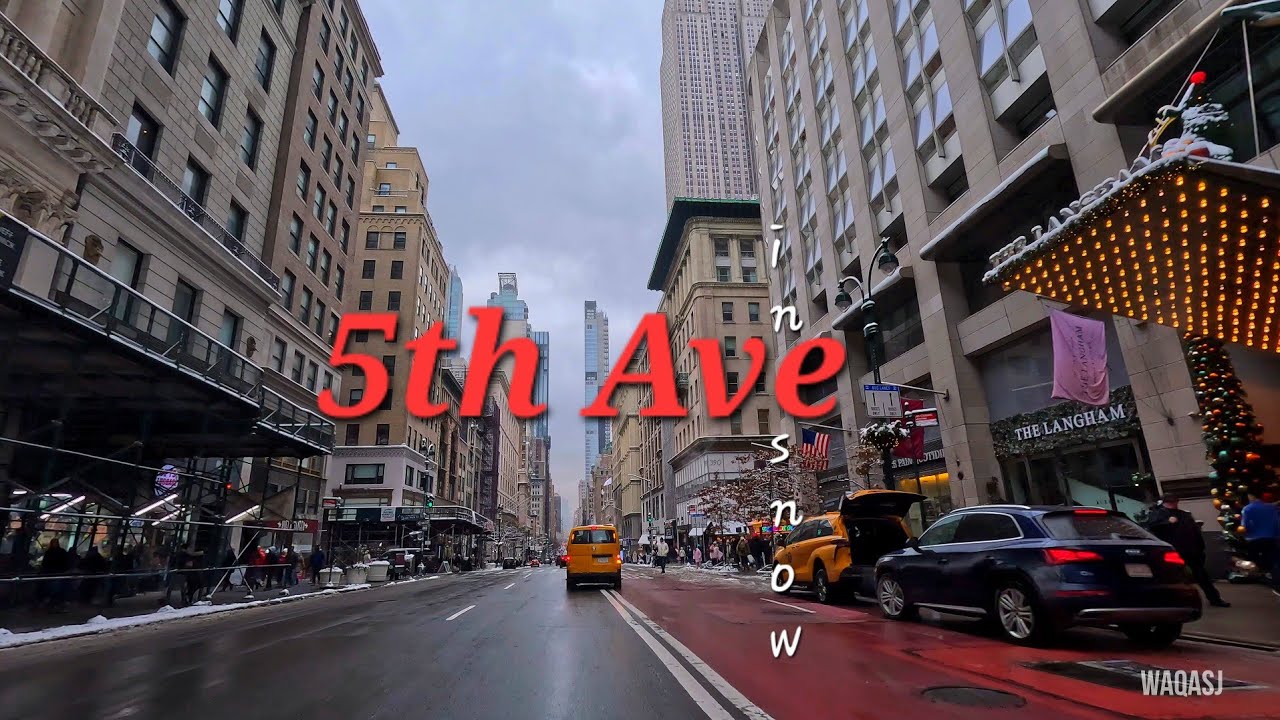 5th Ave in Snow with sound nyc