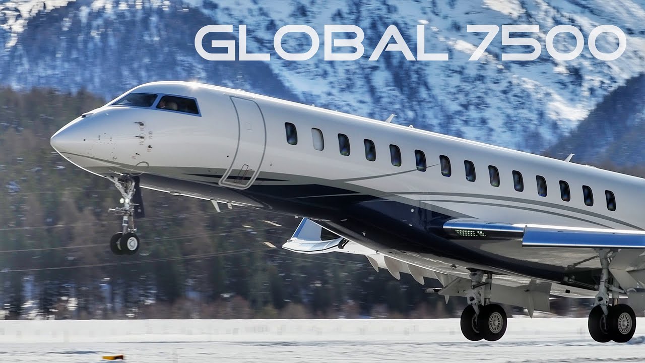 Global 7500 Impressive Approach and Take-Off | Engadin Airport | 16.02.2025 #GL7T