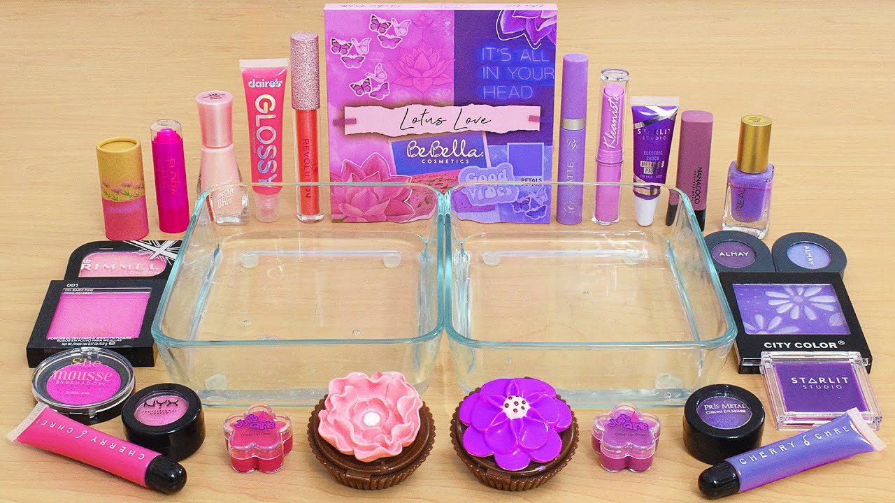 Pink vs Purple - Mixing Makeup Eyeshadow Into Slime ASMR