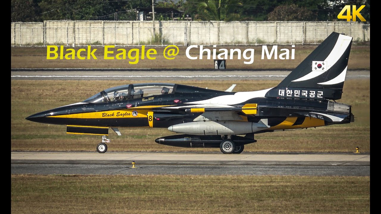 เครื่องบินรบ T-50B BLACK EAGLE formation take off @ Chiang mai airport 2026