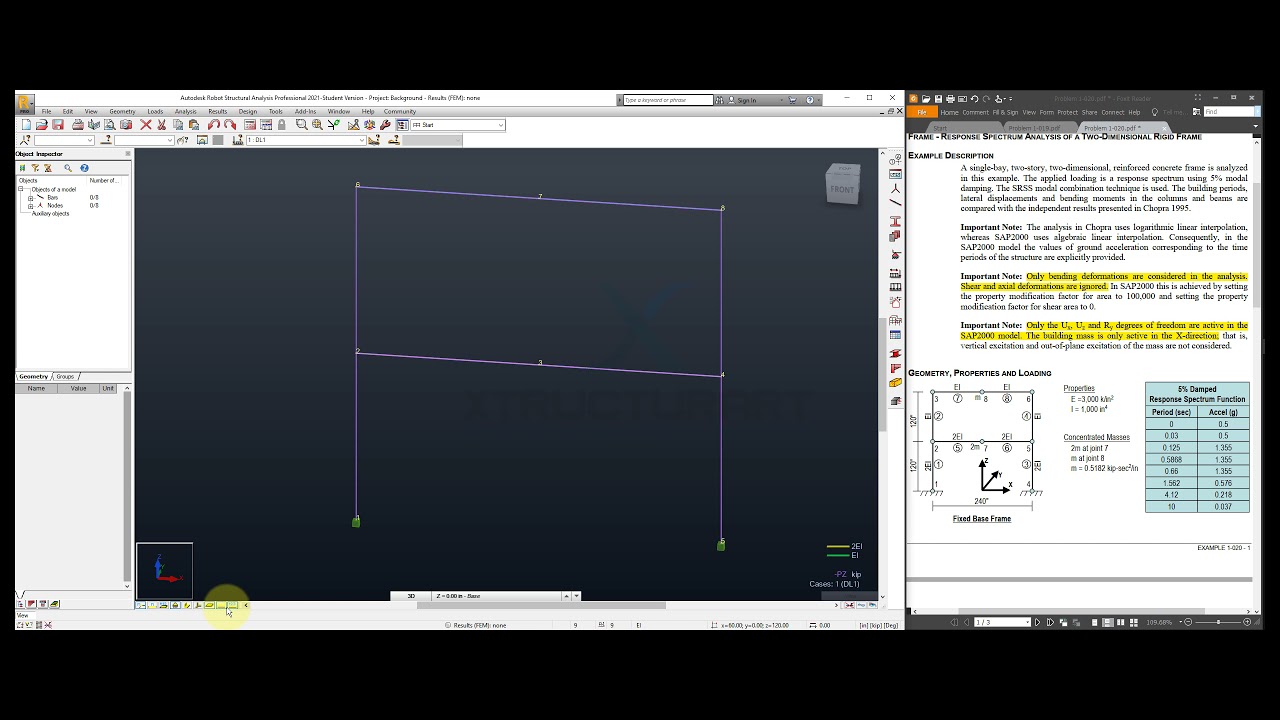 Analisis de Respuesta Espectral en Robot Structural 2021 con Comparacion con Calculo Manual