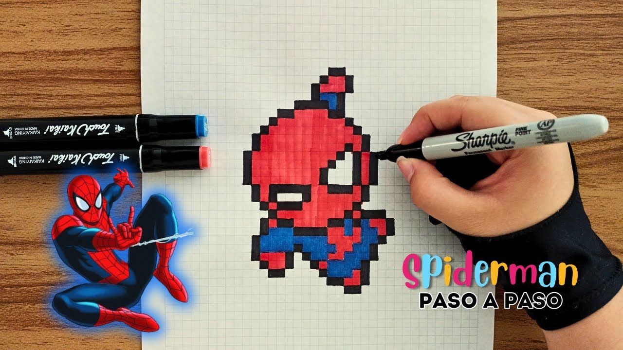 Como dibujar a SPIDERMAN en PIXEL ART – Tutorial paso a paso #spiderman