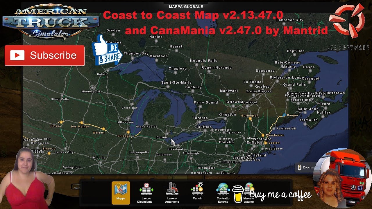 American Truck Simulator (1.47) Coast to Coast Map v2.13.47.0 by Mantrid [1.47] + DLC's & Mods