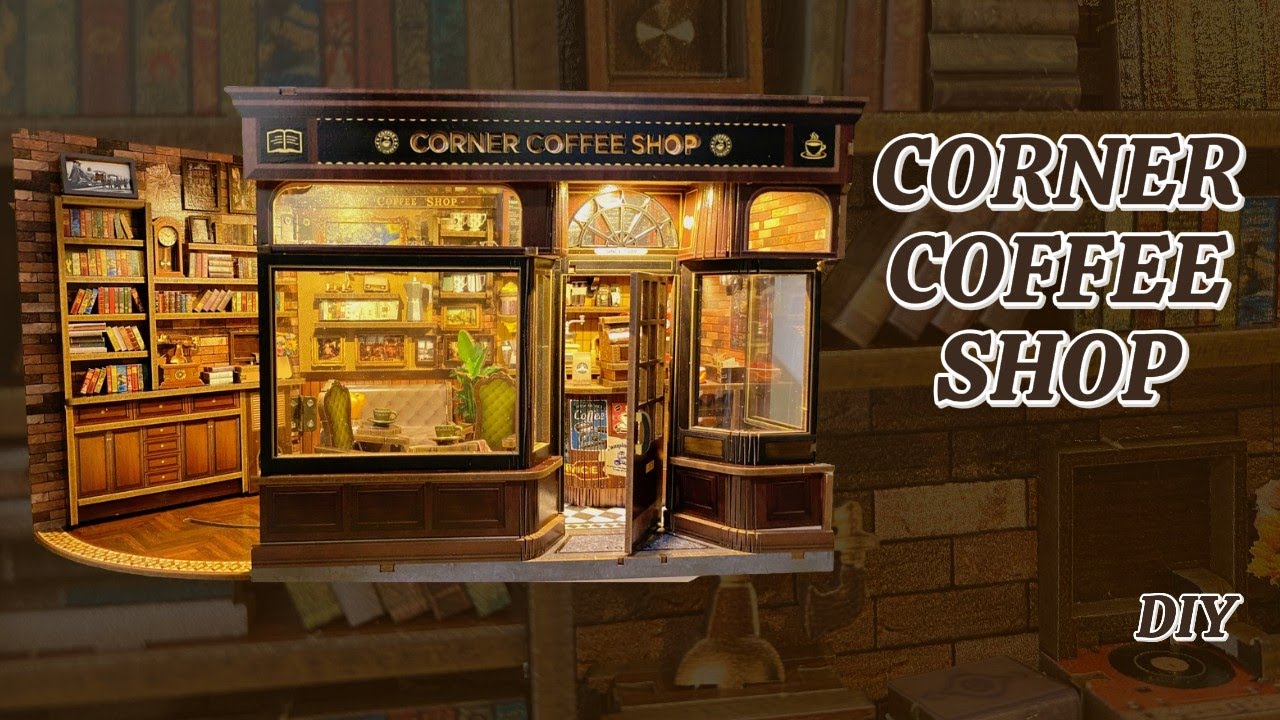 Corner Coffee Shop DIY Miniature Dollhouse Kit
