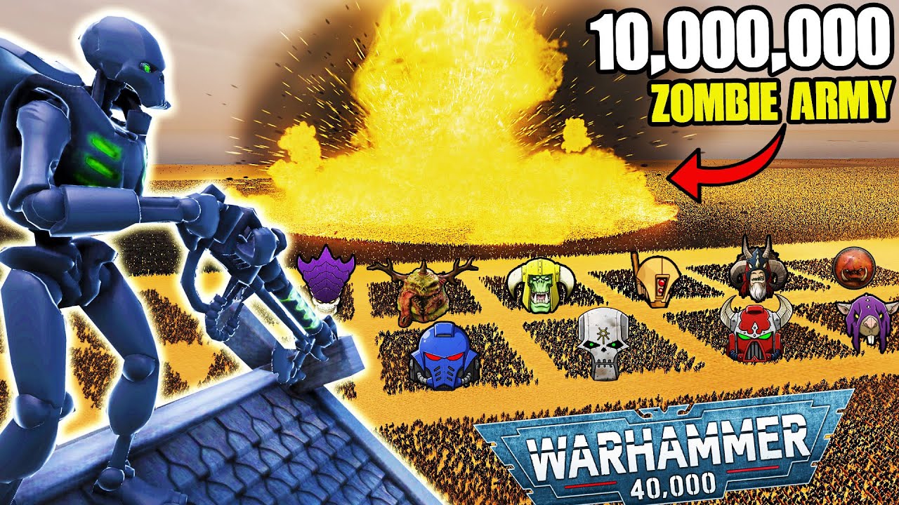Can ALL Warhammer 40k Armies Hold BEACH vs 10,000,000 ZOMBIE ARMY?! - UEBS 2