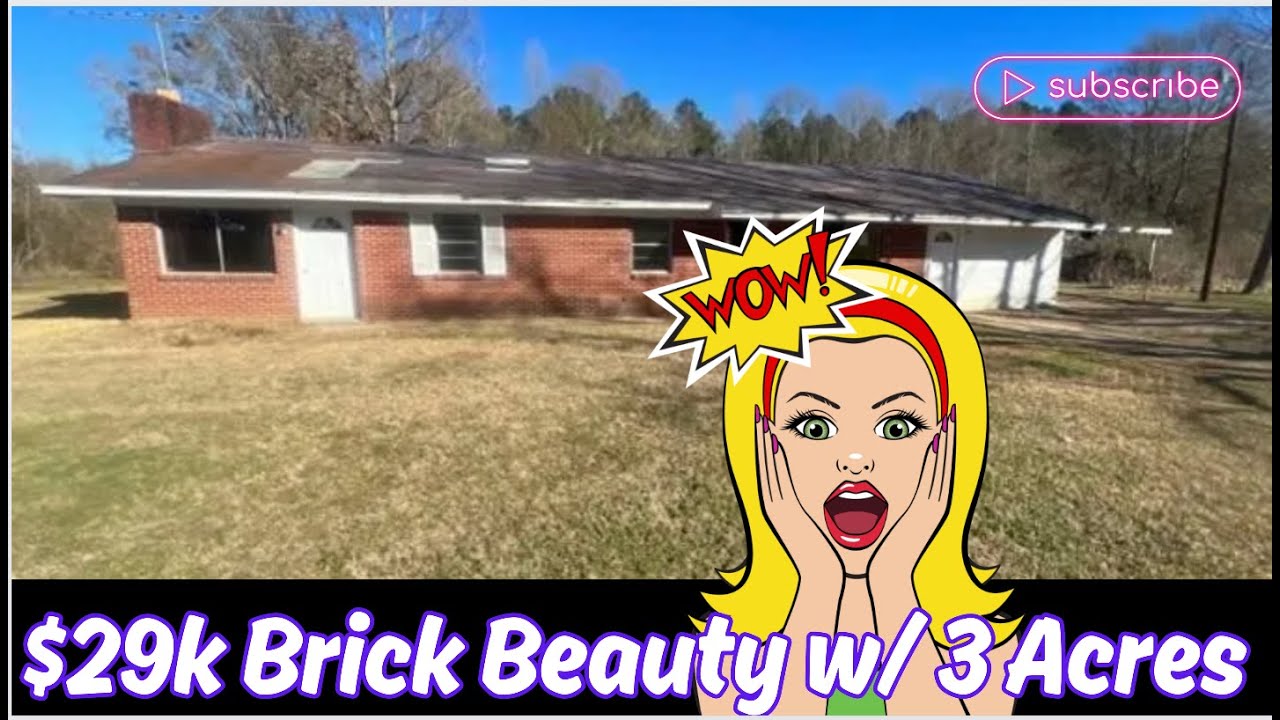 $29k Brick Beauty on 3 Mississippi Acres 