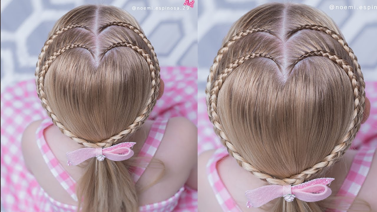 PEINADO FACIL DE CORAZON - PEINADOS PARA NIÑAS CON TRENZAS