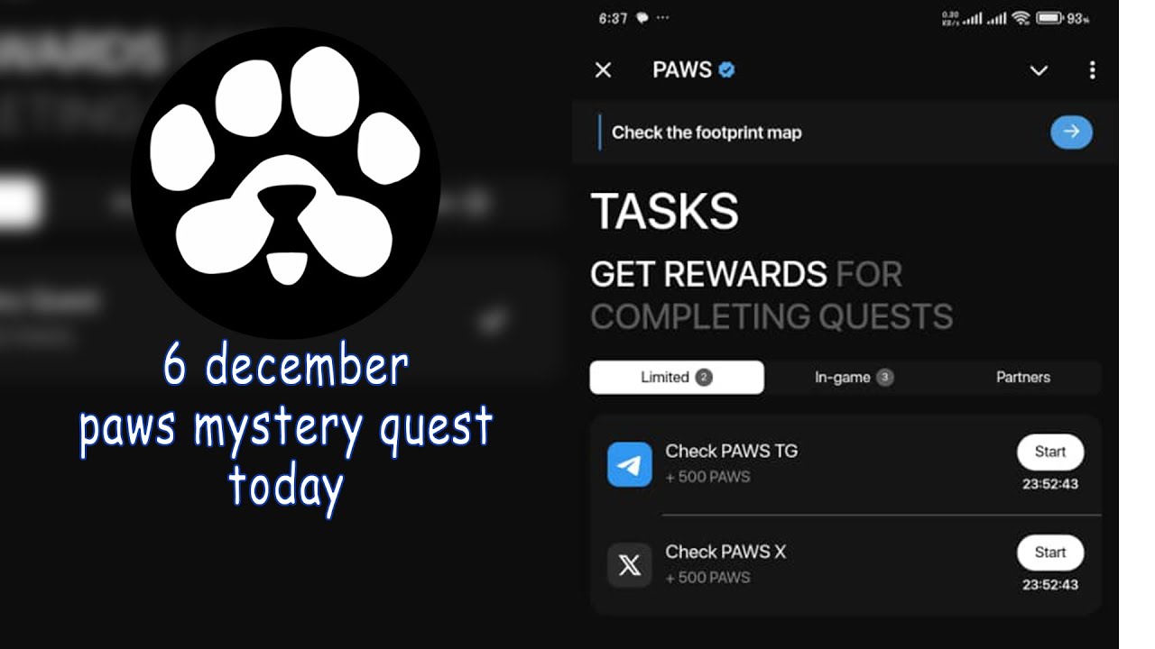 Paws Mystery Quest Today | 6 December | Quest Solved | Paws Airdrop New   #pawsmysteryquest