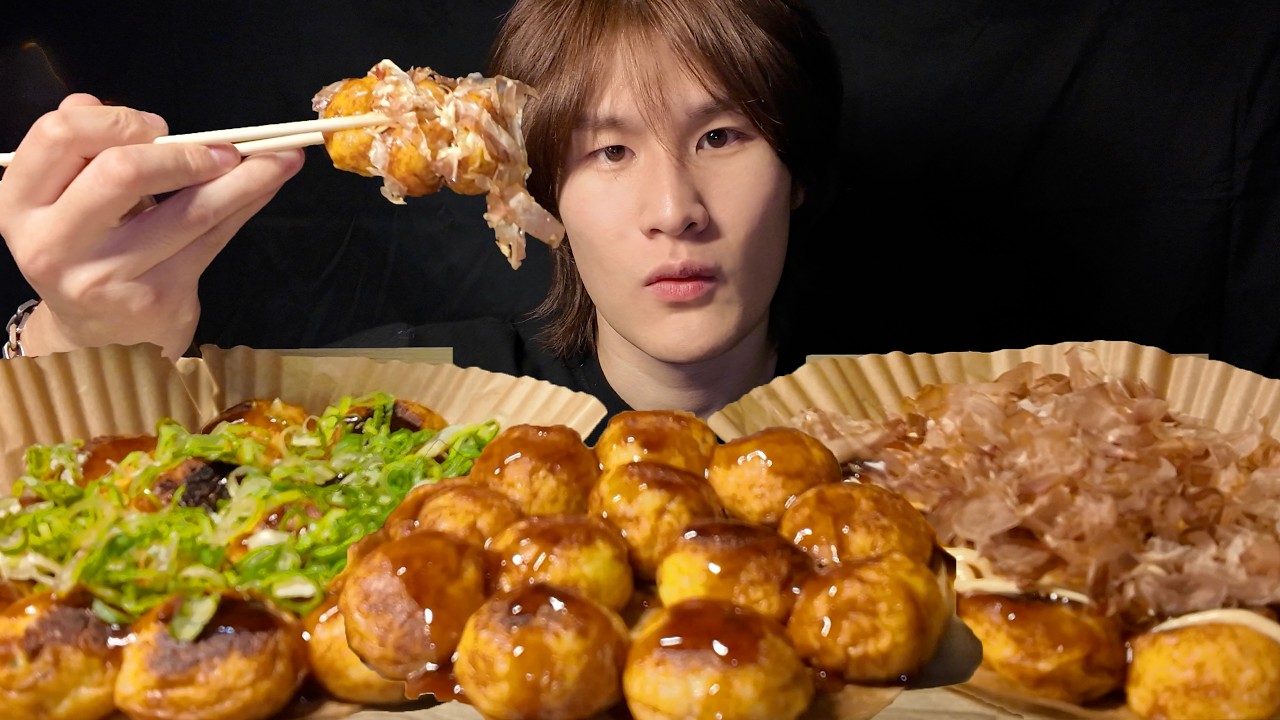 SUB)동글동글 타코야끼 40알! 여러분들의취향은?오늘은 타코야끼 파티! MUKBANG!