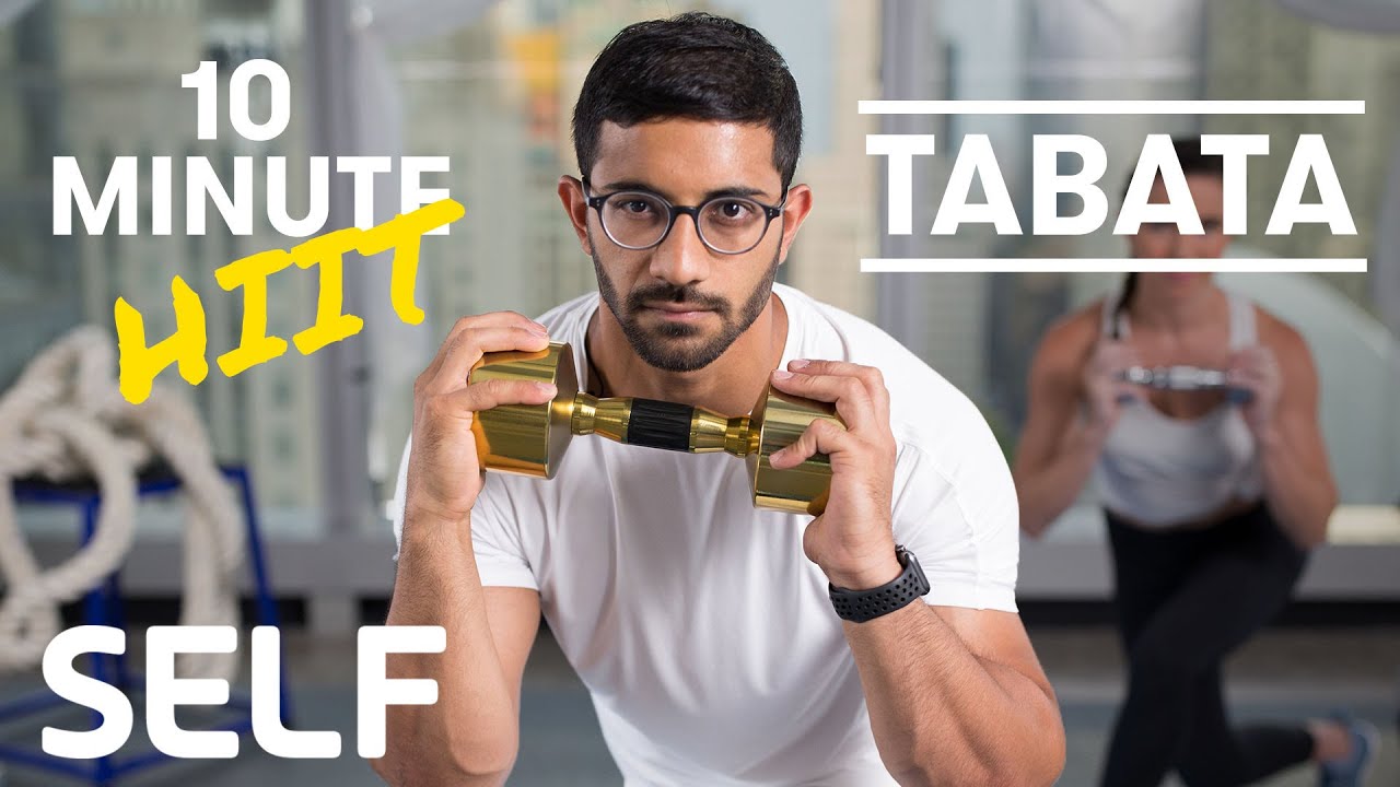 Intense 10 Minute Tabata HIIT Dumbbell Full Body Workout - With Warm-Up & Cool-Down | SELF