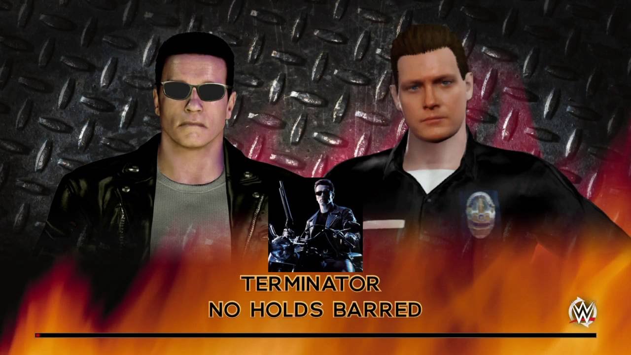 WWE 2K16 Terminator T2 VS T-1000 T2 In A No Holds Barred Match With Ambush During Entrance