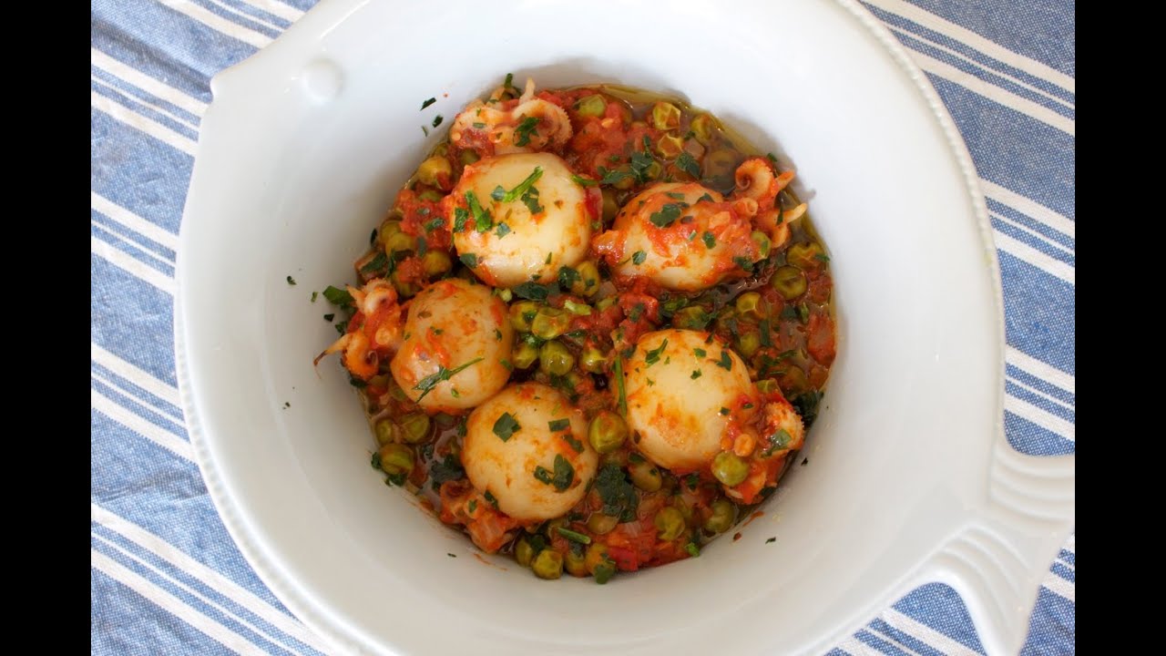 Italian recipe: Cuttlefish with tomatoes and peas - Mediterranean recipe [recipe diary]