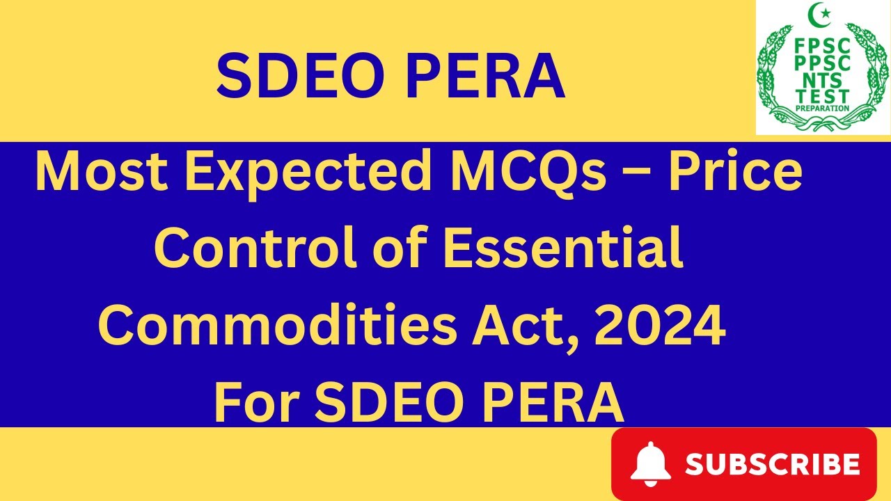 Revision session || SDEO PERA Most Expected MCQs from Price Control of essential commodities Act ||