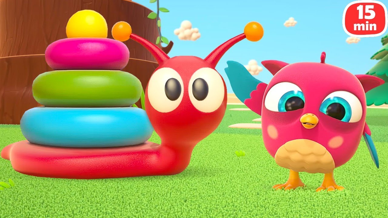 Kartun Bayi dengan Hop Hop si Burung Hantu. Mainan untuk Anak. Game Anak dengan Burung-Burung Kecil