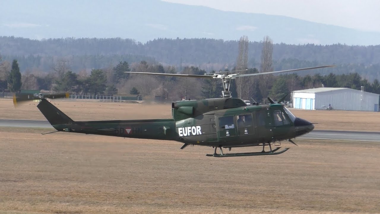 Agusta Bell 212 Austrian Air Force landing at Graz(GRZ)  II 5D-HN