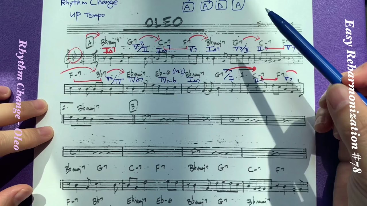 이지리하모니제이션 #78- ' OLEO ' Rhythm Change analysis (리듬체인지 곡분석)