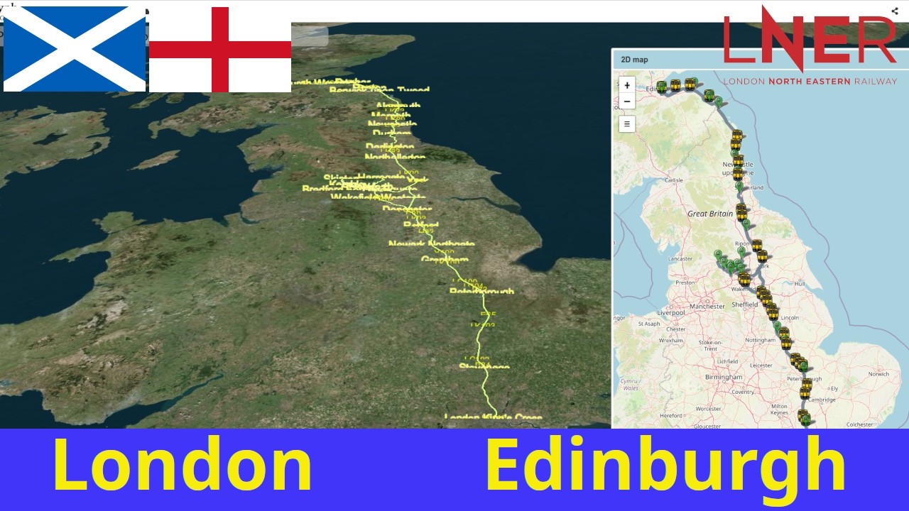 Simulate Express Railway journey from London to Edinburgh with relaxing music.