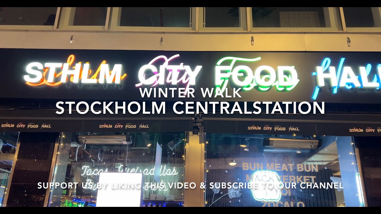 Stockholm Walks: Winter Lights In Stockholm | Stockholm Central Station | Winter Night Walk | 4K