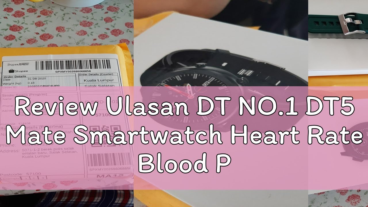 Review Ulasan DT NO.1 DT5 Mate Smartwatch Heart Rate Blood Pressure Monitoring Incoming Call inform