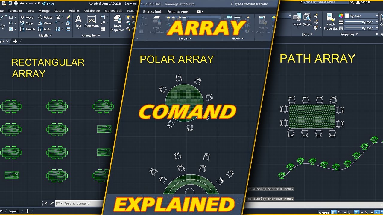Учебник AutoCAD для начинающих: команда «Массив»