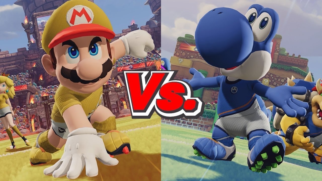 Mario Strikers Battle League - Mario (Charms) Vs. Yoshi (Crowns)