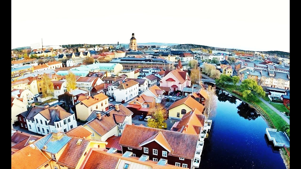 Flygfilm över Falun i Dalarna