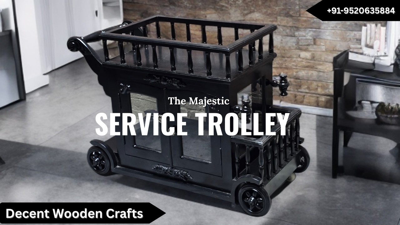 Handmade Wooden Serving Trolley with Wheels | Tea, Coffee & Bar Cart by Decent Wooden Crafts