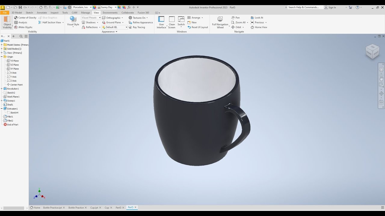 HOW TO DESIGN A COFEE MUG IN AUTODESK INVENTOR