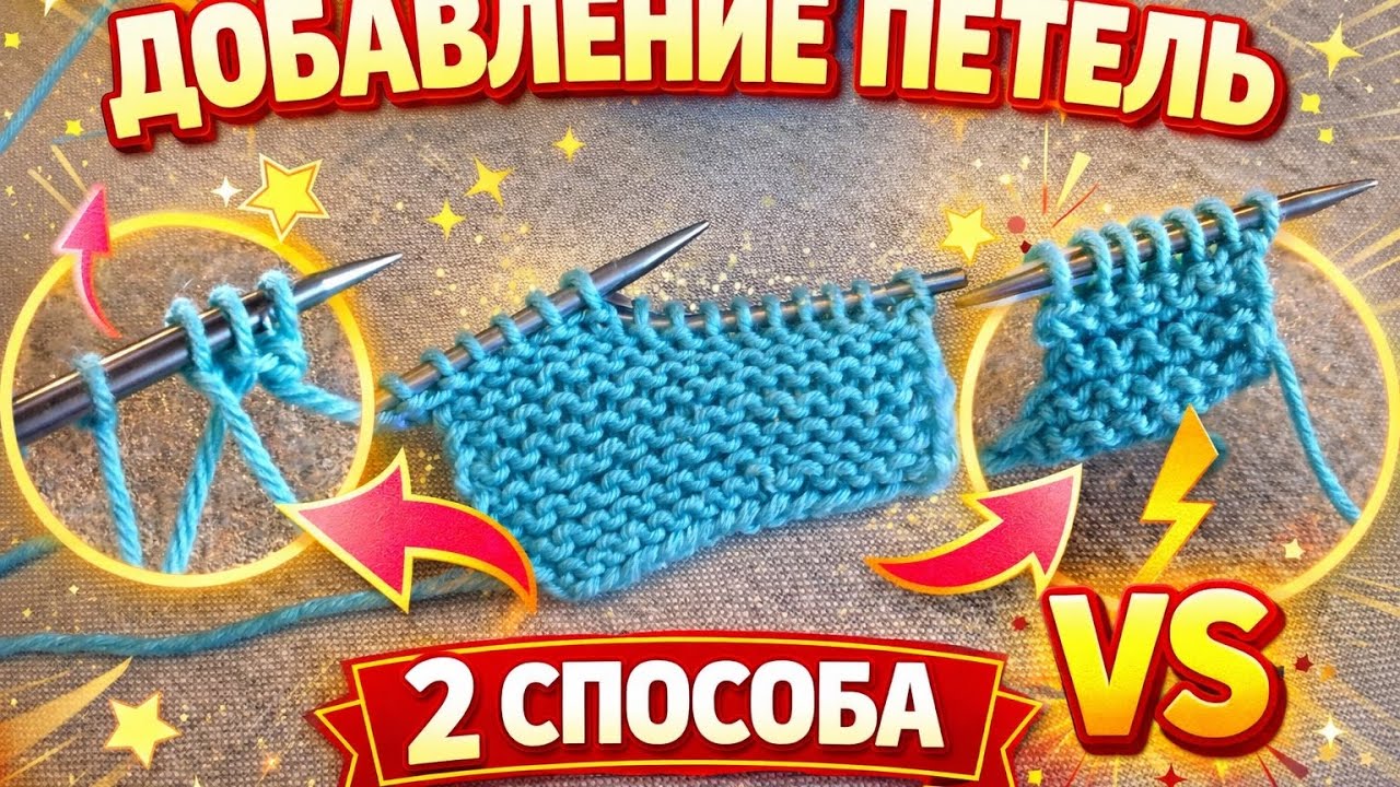 Как аккуратно добавить несколько петель спицами 2способа #knitting #вязаниеспицами #наборпетель 