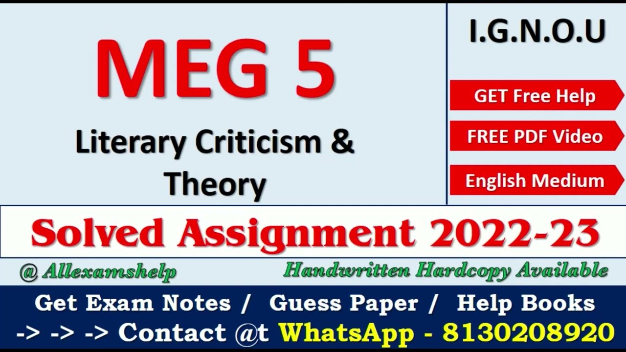 IGNOU MEG 05 SOLVED ASSIGNMENT 2022-23 |MEG 05 Literary Criticism & Theory Solved Assignment 2022-23