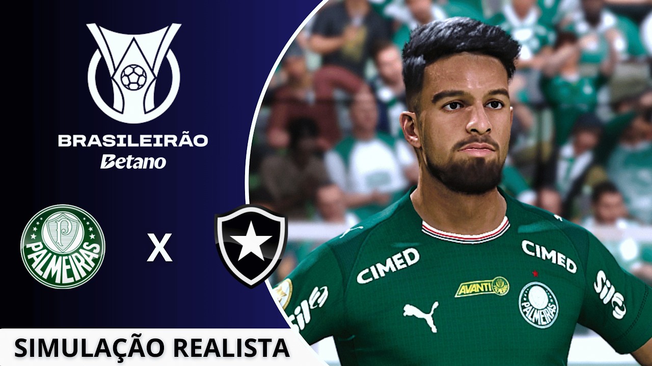 Palmeiras vs Botafogo | Brasileirão 2026 | Simulação Realista Pes 2021 Ultra HD (60FPS)