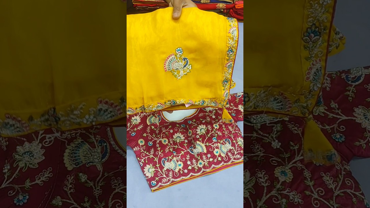 फैंसी डिज़ाइन की साड़ी और ब्लाउज रेडीमेड Party wear saree new model sadi embroidery #shorts #youtub