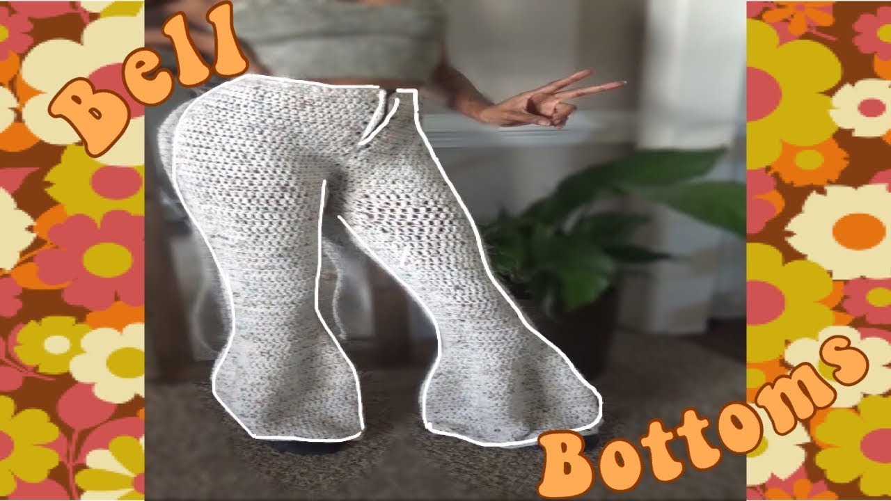 Crochet Bell Bottoms w| zipper + elastic waistband