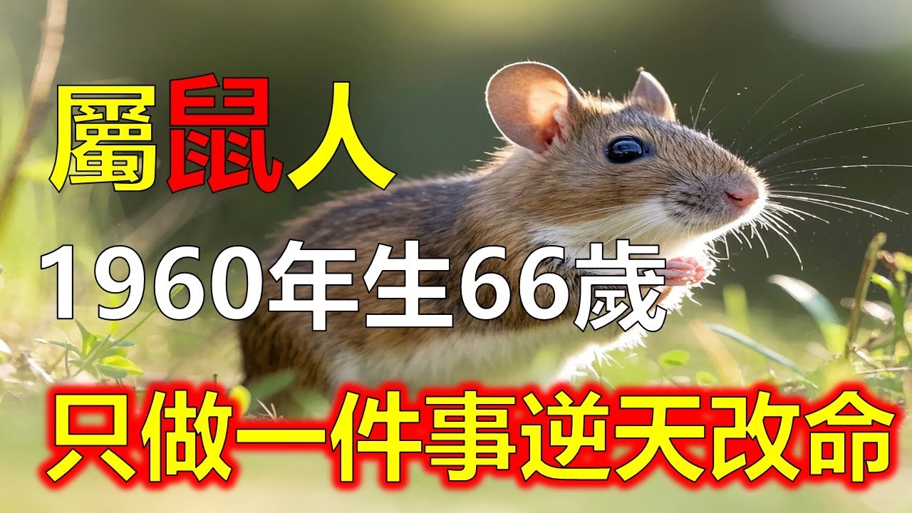 1960年屬鼠人：這一年開始「心轉則命轉」。2025年對庚子鼠是「心願重生年」。放下舊怨、寬恕自己，命運就會開新局。66歲之後的幸福#屬鼠#生肖鼠 #1960 鼠