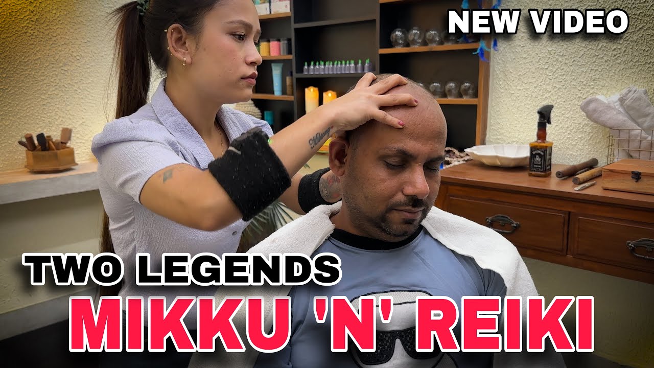 Reiki Master Taking Head massage from Mikku Barber, two Lengendary IndianBarber In single frame ASMR