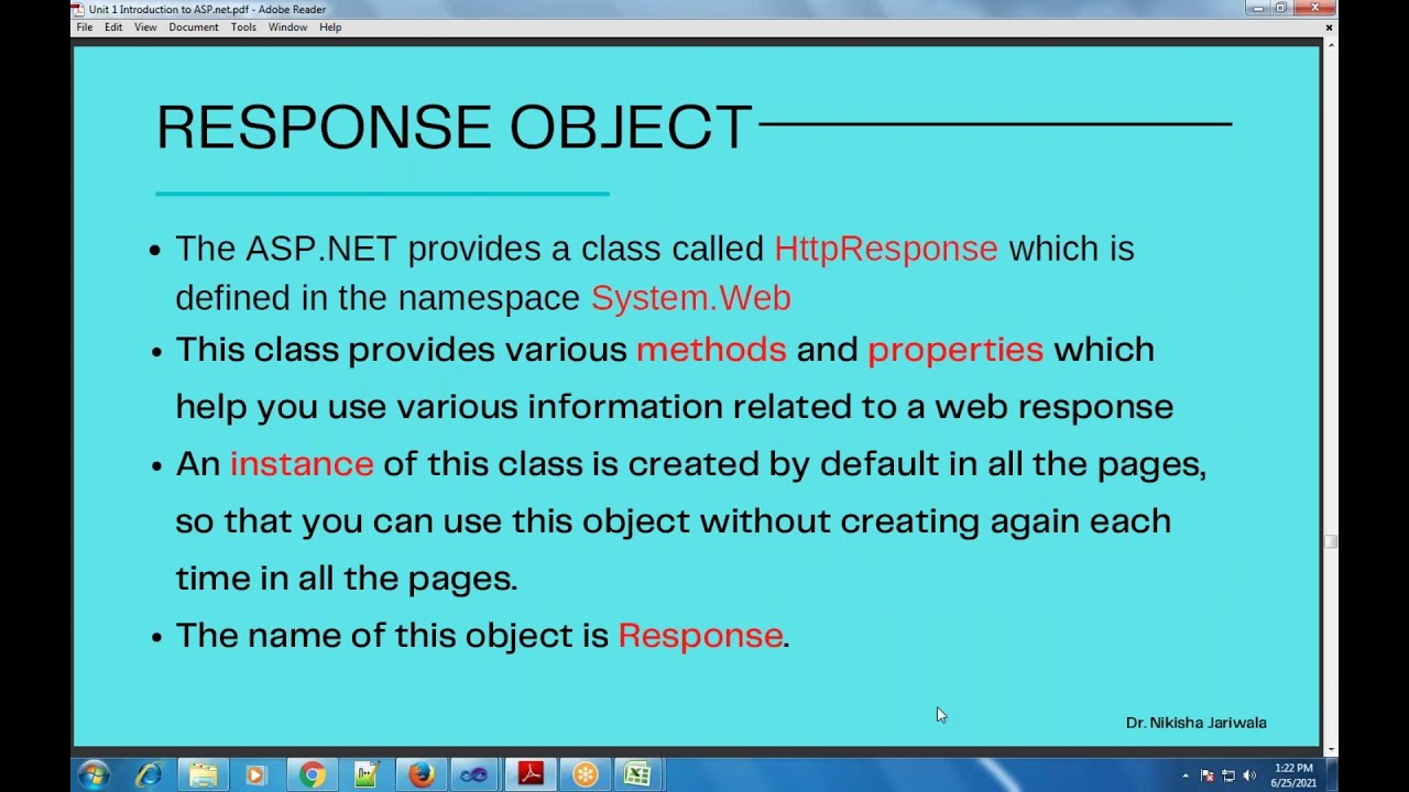 ASP.NET Lecture 06 (1) - Response Object | Properties | Methods | Concept | Theory | Hindi