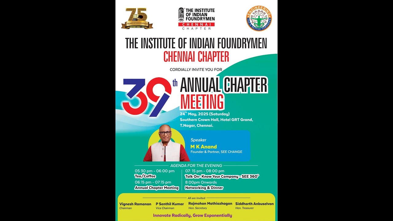 IIF Chennai Chapter - 39th ACM 2024   Keynote speech by Mr M K Anand at GRT Hotel, 24-05-2025
