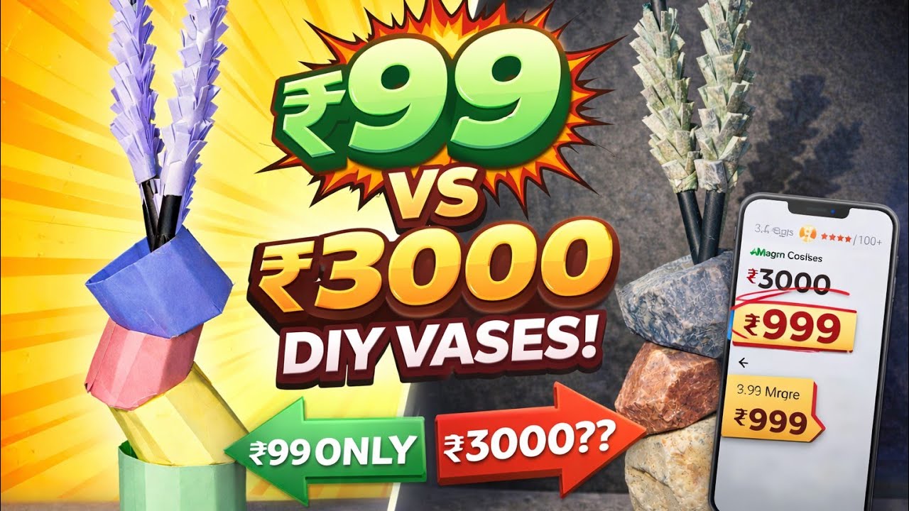 Amazon Par ₹3000 Ka Vase 😳 | ₹99 DIY Ne Sabko Shock Kar Diya #craftyhome #amazon #artandcraft