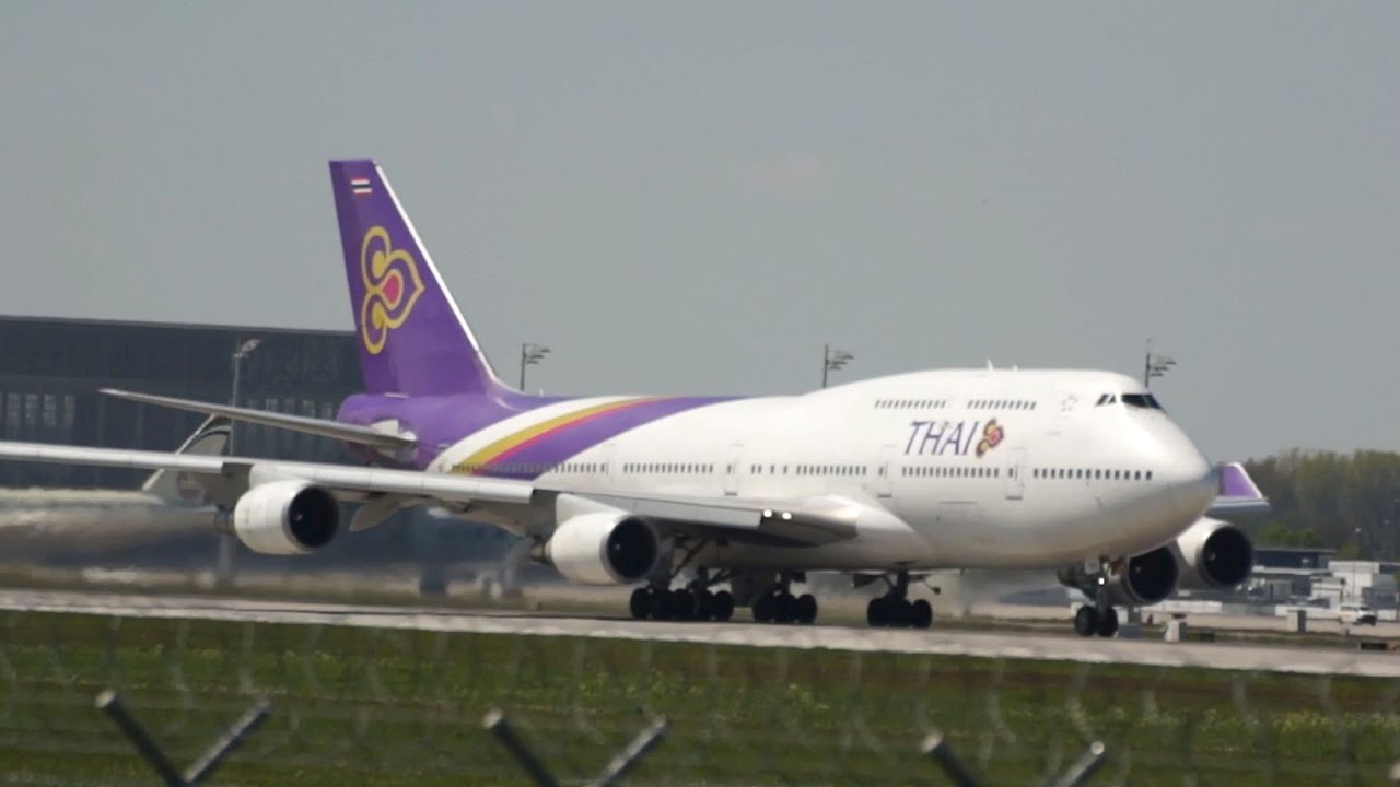 Thai Airways Boeing 747-4D7 HS-TGO departure at Munich Airport Abflug M&uuml;nchen Flughafen