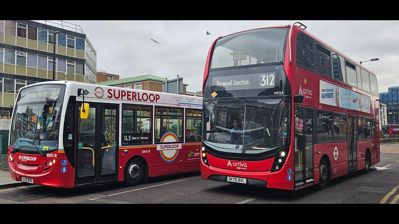 London buses and Trams at Croydon Town Centre 8K