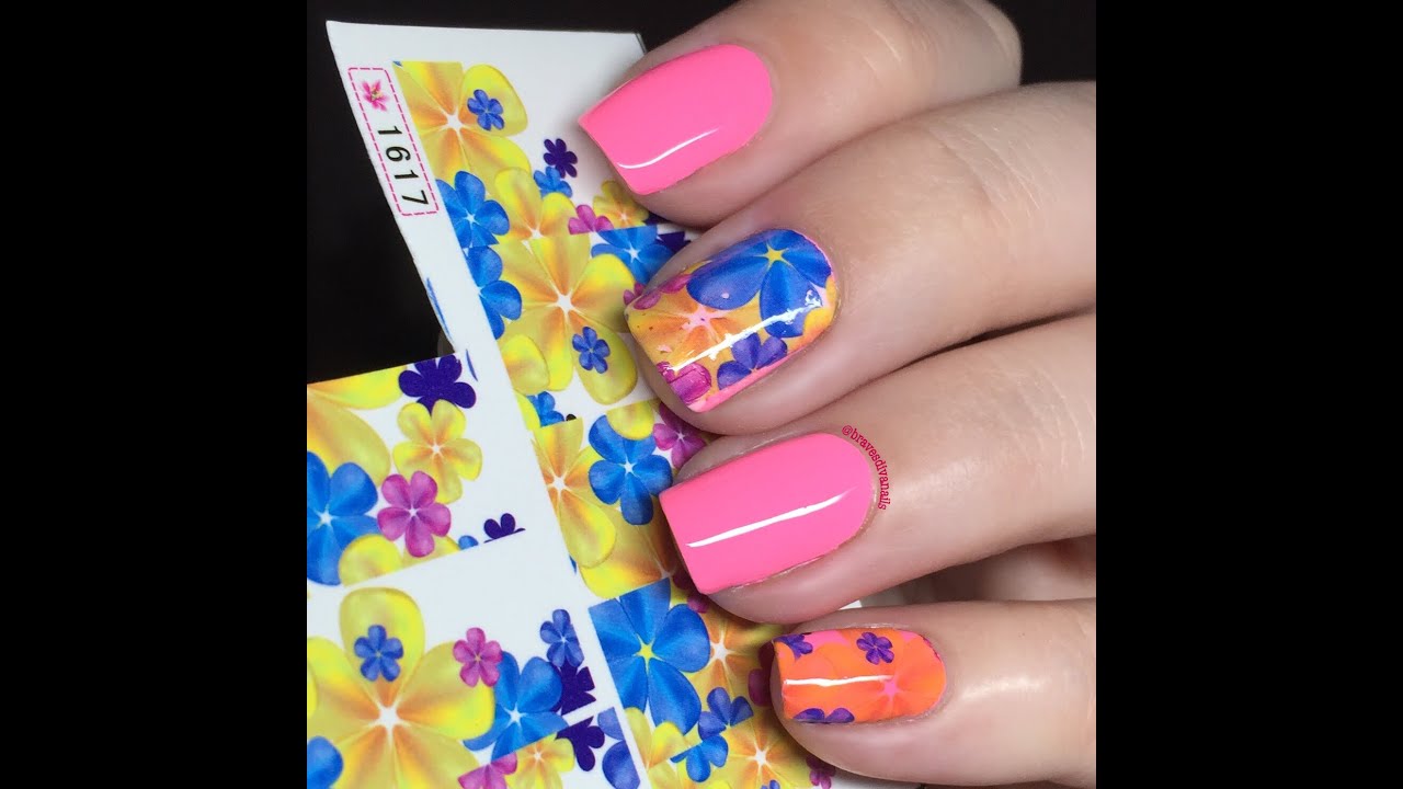 Floral Water Decals 🌼 Easy Beginner Nail Art Tutorial + Review DIY